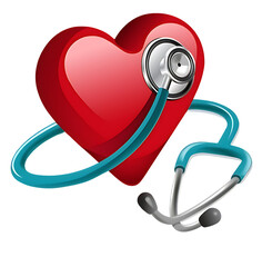 Heart and Stethoscope – Medical Health Checkup Icon for Cardiology, Healthcare, and Wellness Design

