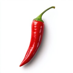 Fresh red chili pepper on white seamless background, high-resolution isolated studio shot