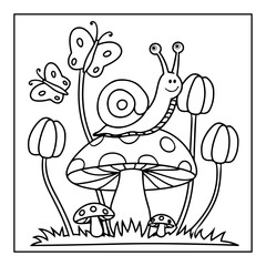 Naklejka premium vector illustration of a garden coloring page