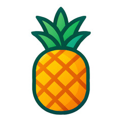 Flat Pineapple Icon – Stylized Yellow Fruit Illustration with Transparent Background