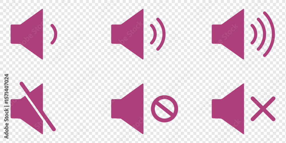 Poster speaker icon set. mute and unmute volume signs vector. sound icon, volume symbol, speaker sign. soun