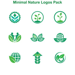 Sustainable Branding Logo Kit Minimal Green Leaf Designs

