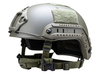 A modern protective headgear designed for tactical operations and combat scenarios