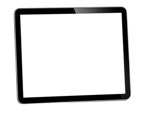 High-tech multimedia tablet presenting a clear unblemished screen awaiting interactive digital content.