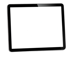 High-tech multimedia tablet presenting a clear unblemished screen awaiting interactive digital content.