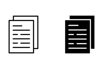 Set of two black and white document icons with page curl and tabbed corner designs.