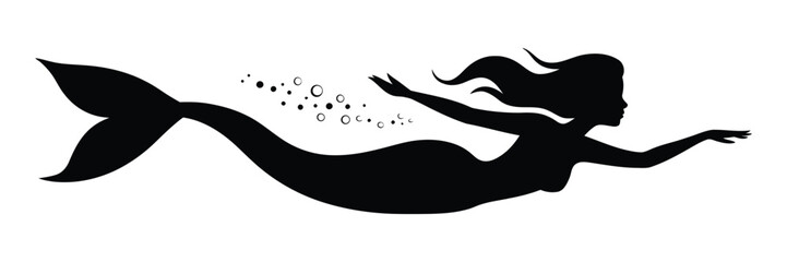 Obraz premium graceful black mermaid vector on white background