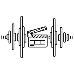 Clapperboard with Music Note Icon – Minimalist Film Audio Symbol, suitable for sound sync, music clip, and video edit concept
