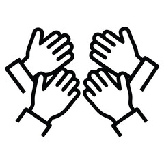 Obraz premium Outline Clapping Hands Clipart - Teamwork & Support Symbol
