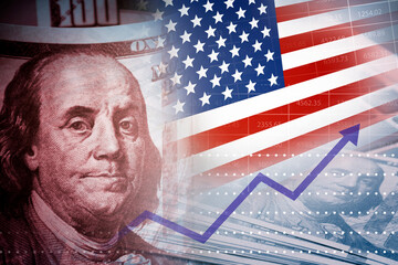US financial inflation crisis with stock market graph , economy problem , investment analysis concept