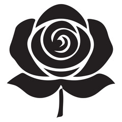 Black and white rose vector illustration with floral design on white background