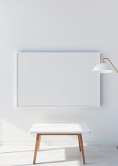 A pristine white billboard its surface reflecting the azure sky stands proudly on the wall a blank canvas for the future A matching table its smooth surface gleaming under the soft glow of a lampshade