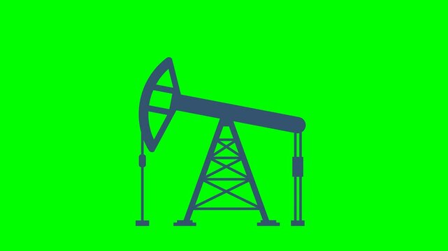 Industrial petroleum fossil petrol resource power energy pump jack rig extraction mechanical. Oil pumpjack rig gas fuel drilling production. Oil pump. Extraction. 2d flat animation. Alpha channel
