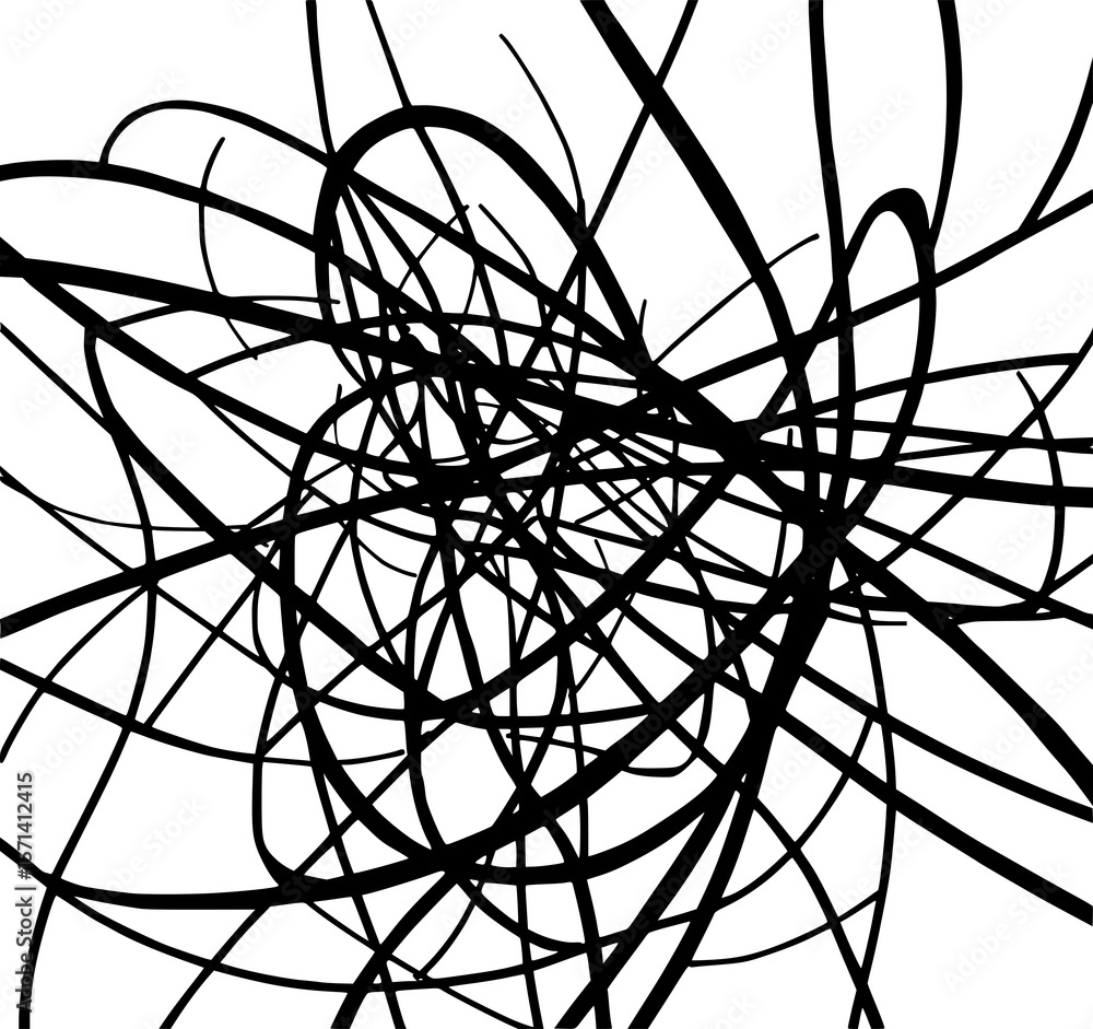 Poster abstract ink scribbles: a bold monochrome illustration features chaotic, intersecting lines creating