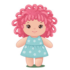 Fototapeta premium Soft baby doll with dress and yarn hair