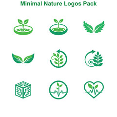 Eco Leaf Logo Bundle Minimal Nature Branding Icons

