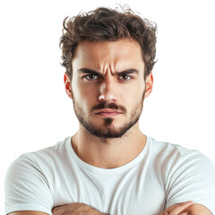 serious portrait on white isolated on transparent background