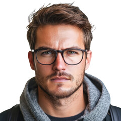 serious portrait outside isolated on transparent background