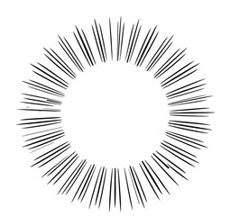 Radial Lines Burst: A dynamic monochrome line art illustration featuring a circular burst of radiating lines, creating a sense of speed and energy.