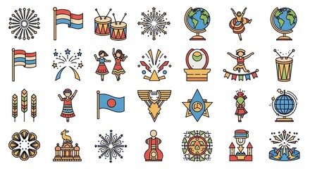 Fototapeta premium Festival icons celebration culture events