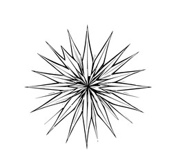 Abstract Starburst: A bold line art illustration showcases a dynamic starburst design, featuring sharp, radiating lines and a striking monochrome aesthetic.