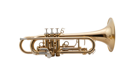 Fototapeta premium Isolated cornet brass instrument musical equipment wind instrument orchestra band jazz music trumpet horn on transparent background