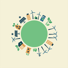 Obraz premium Ecology.Green cities help the world with eco-friendly concept ideas.vector illustration
