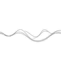 Abstract Waveforms: A minimalist line art illustration featuring flowing, dynamic curves against a white backdrop, suggesting movement and fluidity.