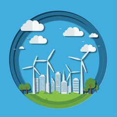 Obraz premium Ecology.Green cities help the world with eco-friendly concept ideas.vector illustration