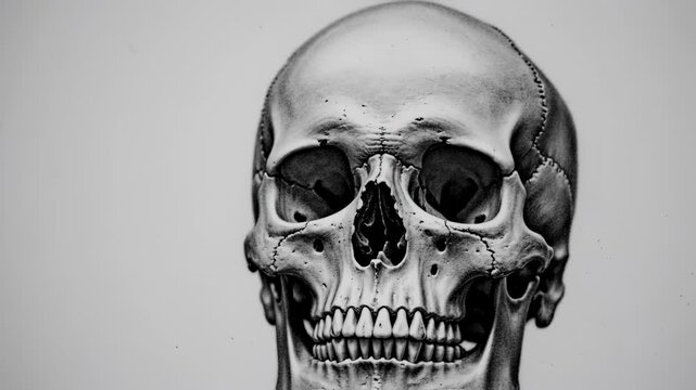 Intriguing Monochrome Skull: A Detailed Study of Human Anatomy