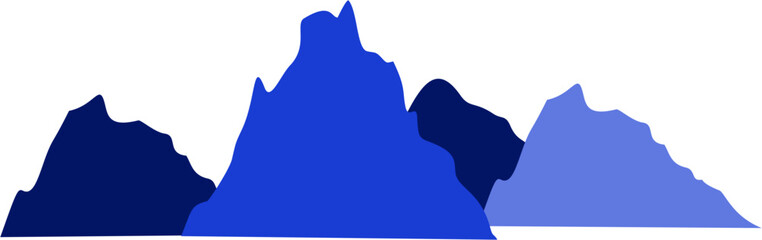 Hiker's Mountain Adventure in Blue Silhouette