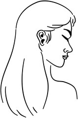 Woman Line Art Close Eyes Pose