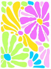 Flower Abstract Wallpaper Wall Art Neon Colors