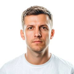 Obraz premium white man serious portrait isolated on transparent background