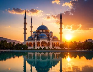 mosque at sunset