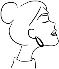 Serene Woman Self Care Line Illustration