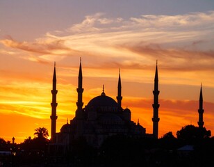 mosque at sunset