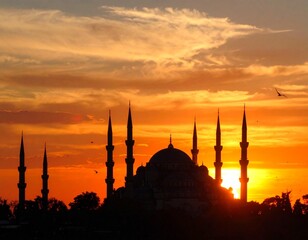 mosque at sunset