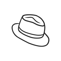 Simple Outline Drawing of a Classic Fedora Hat for Stylish and Retro Designs