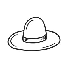 Simple Outline Drawing of a Wide Brim Fedora Hat for Stylish and Retro Designs