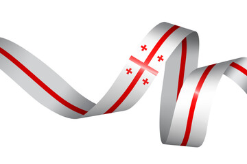Set of flag ribbon with colors of Georgia for independence day celebration decoration