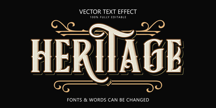 Heritage editable text effect, Vintage text style - Powered by Adobe