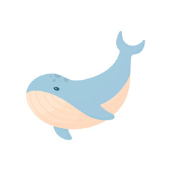Cute blue whale. Sea animals. Illustration for children's book.