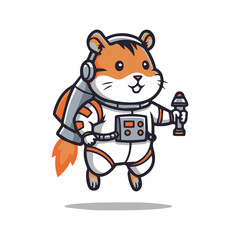 A Hamster Wearing An Astronaut Suit, Cute Vector Mascot.