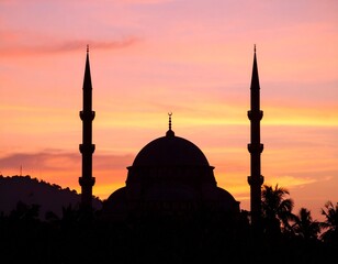 mosque at sunset