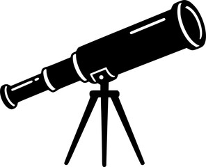 A classic pirate telescope icon in simple black and white vector illustration
