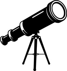 A classic pirate telescope icon in simple black and white vector illustration

