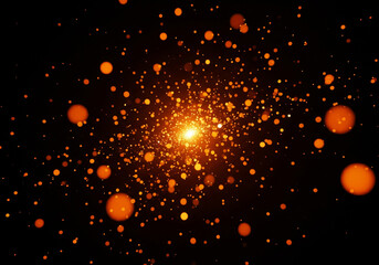 Fototapeta premium abstract explosion of sharp golden orange particles and shards