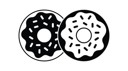 Two donuts with sprinkles in black and white minimalist style vector illustration graphic isolated design