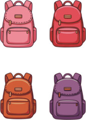 Fototapeta premium backpack vector illustration, School backpack icon set, School backpack cartoon isolated, Backpack fashion flat , Backpack fashion flat 